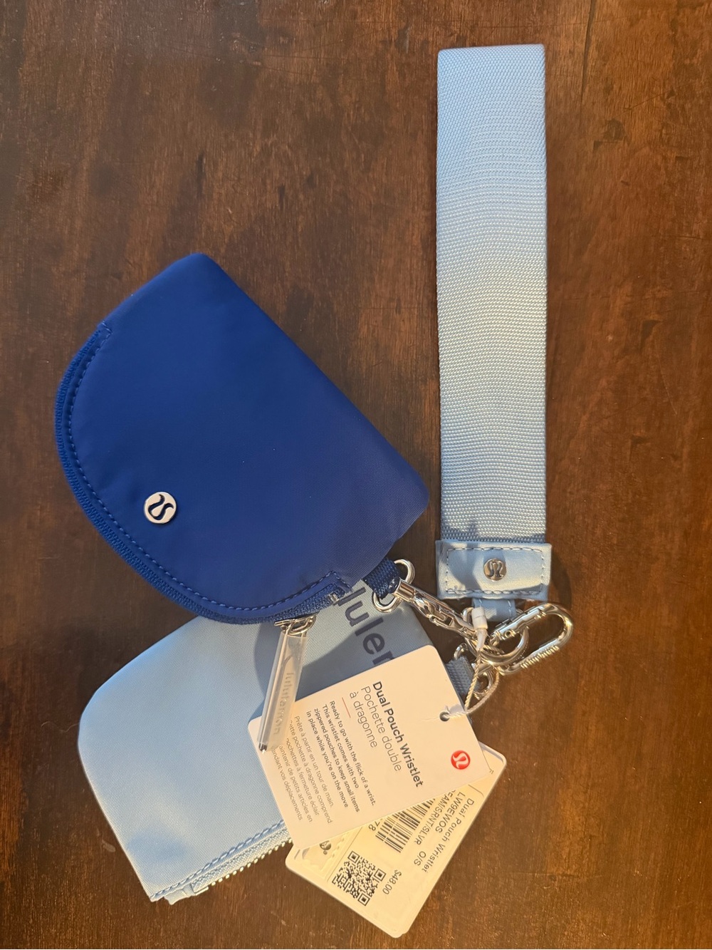 lululemon athletica Dual Pouch Wristlet in Navy and Light Blue